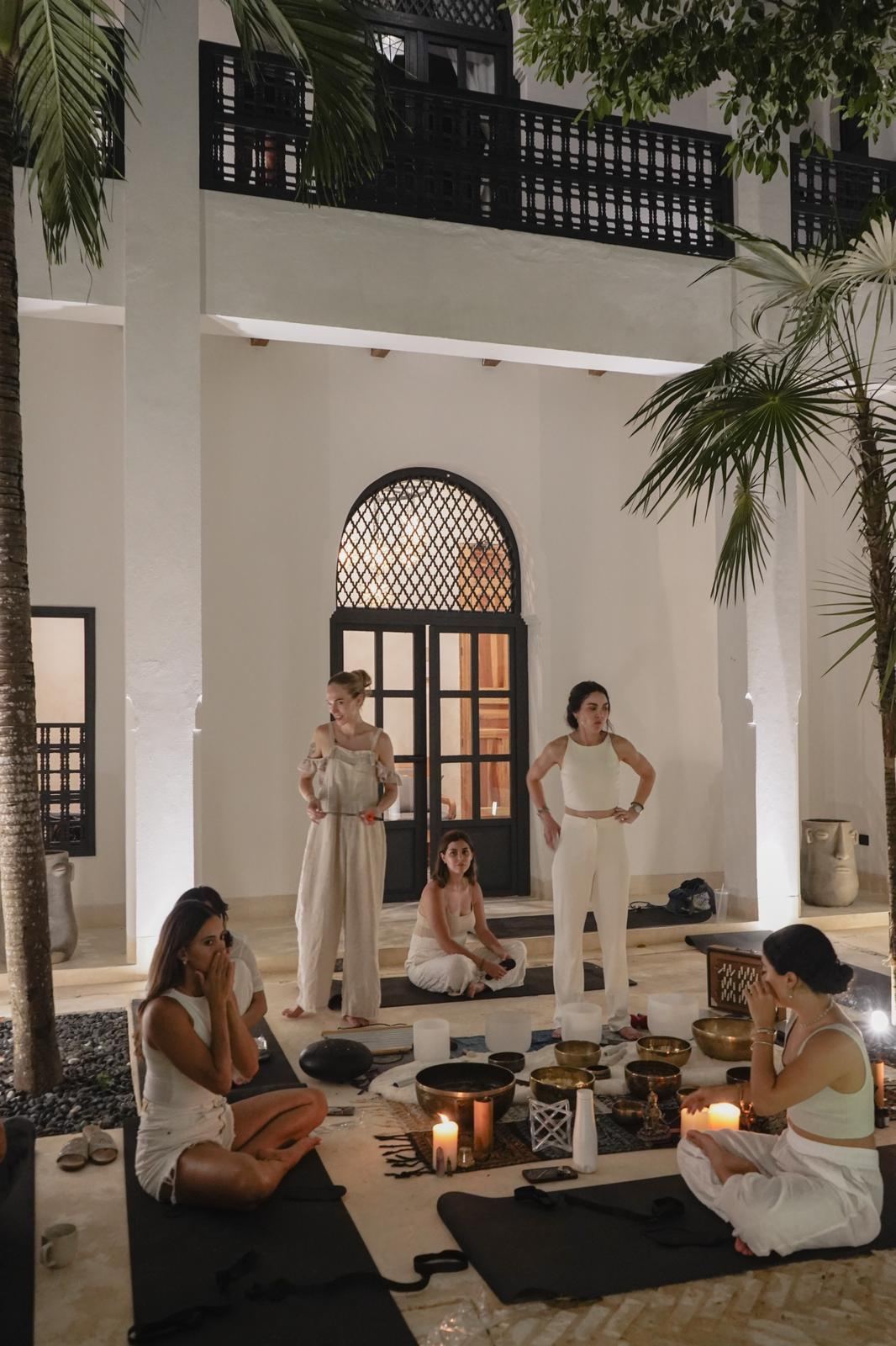 Group circle in the courtyard
